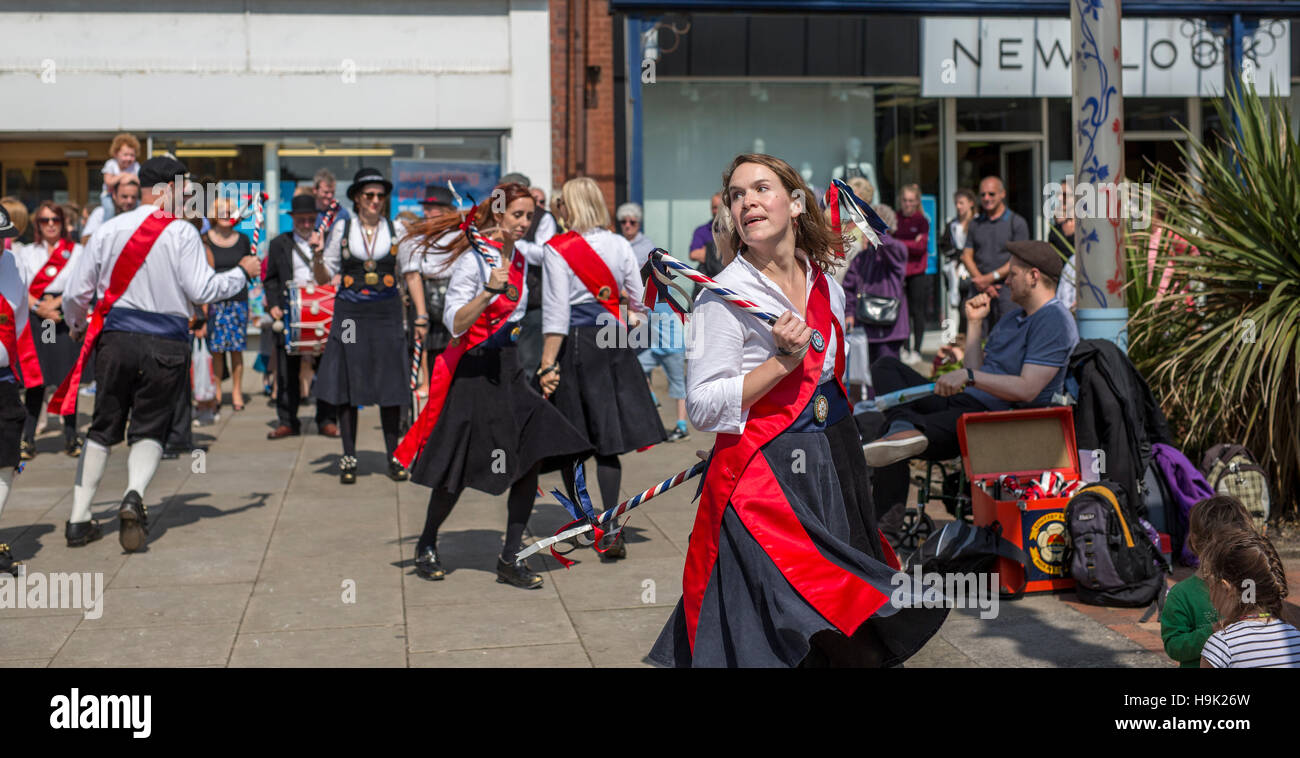 Folk dancers in st annes Stock Photo