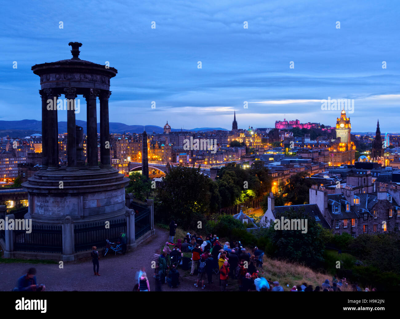 UK, Scotland, Edinburgh, Calton Hill, View of the Dugald Stewart