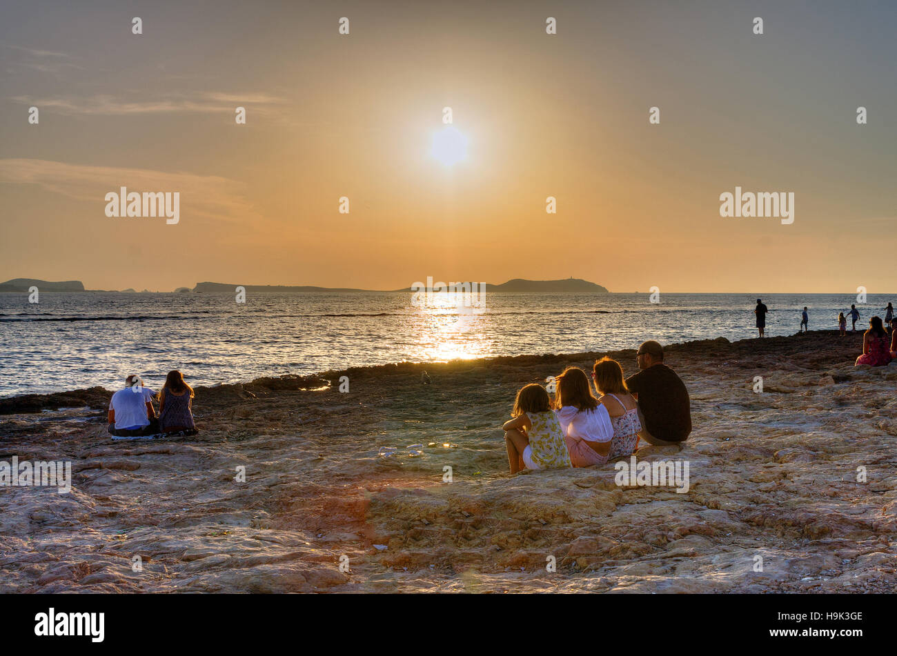 Spain, Balearic Islands, Ibiza, Sant Antoni de Portmany, the sunset Stock Photo