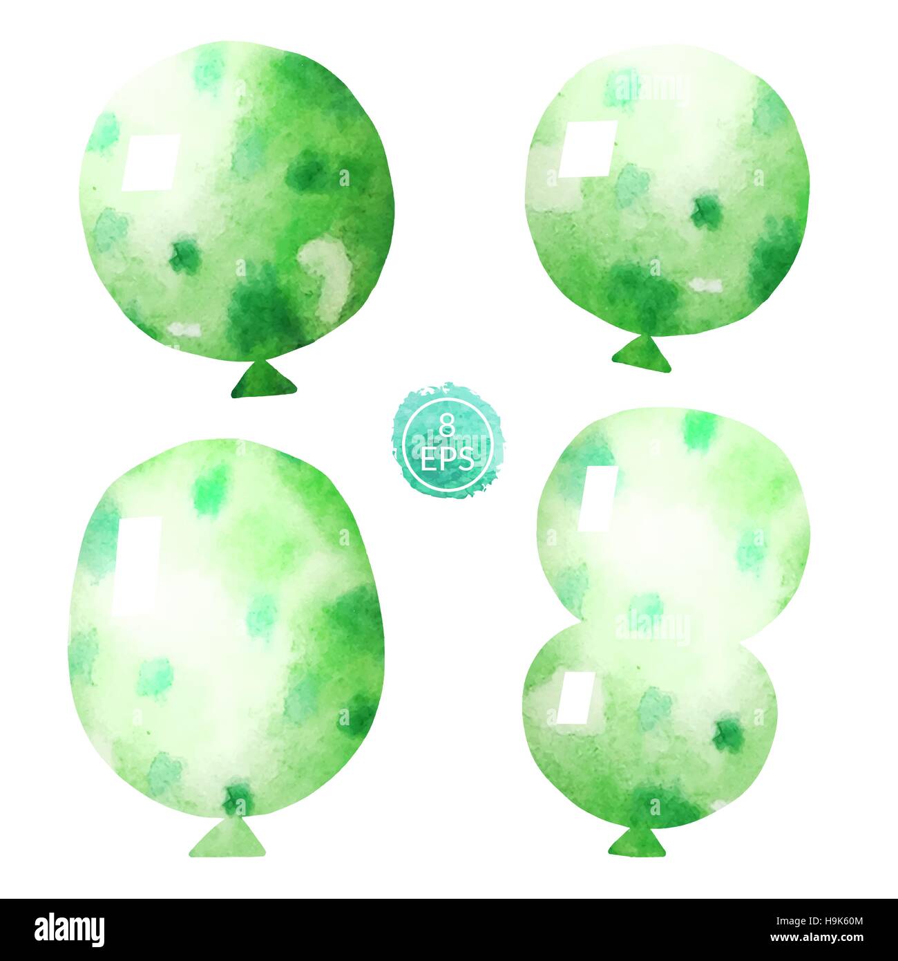 Vector. Set of watercolor balloons isolated on white background Stock ...