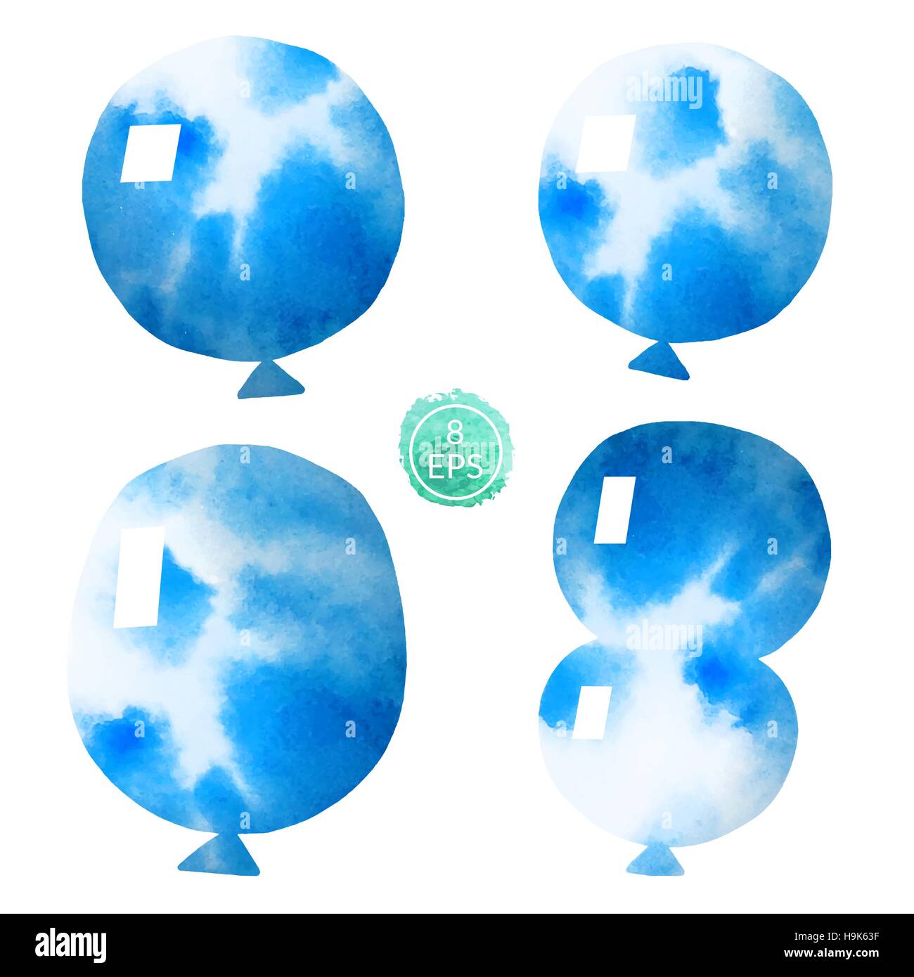 Vector. Set of watercolor balloons isolated on white background Stock ...
