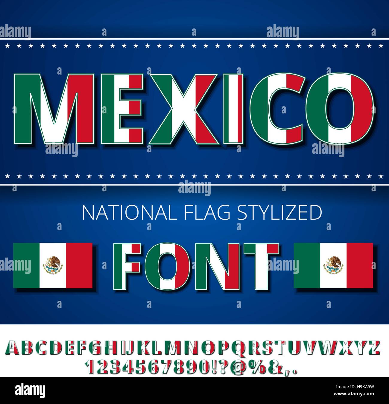 Mexico Flag Font Stock Vector