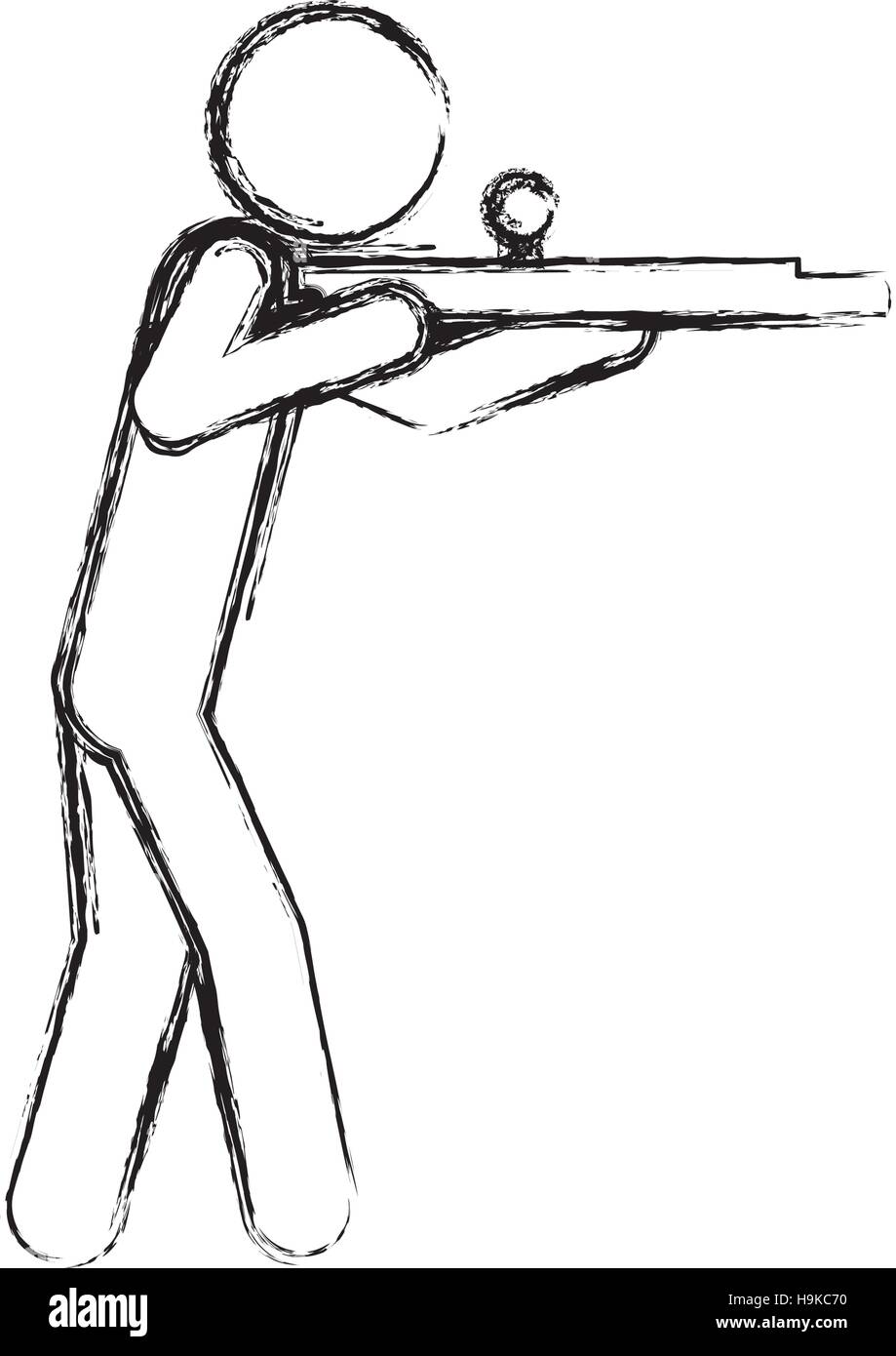 Pictogram with rifle icon. Sport hobby people person and human theme ...
