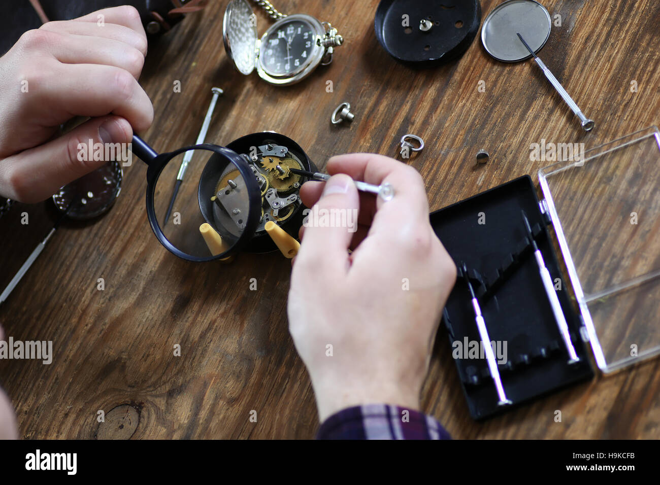 watch clock repair Stock Photo Alamy