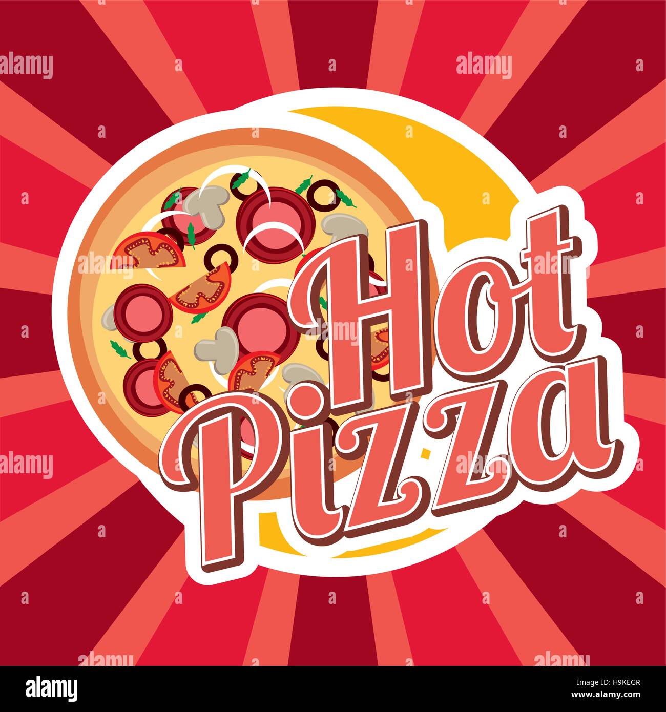Fresh And Hot Pizza Icon. Fast Food Concept. Colorful Design