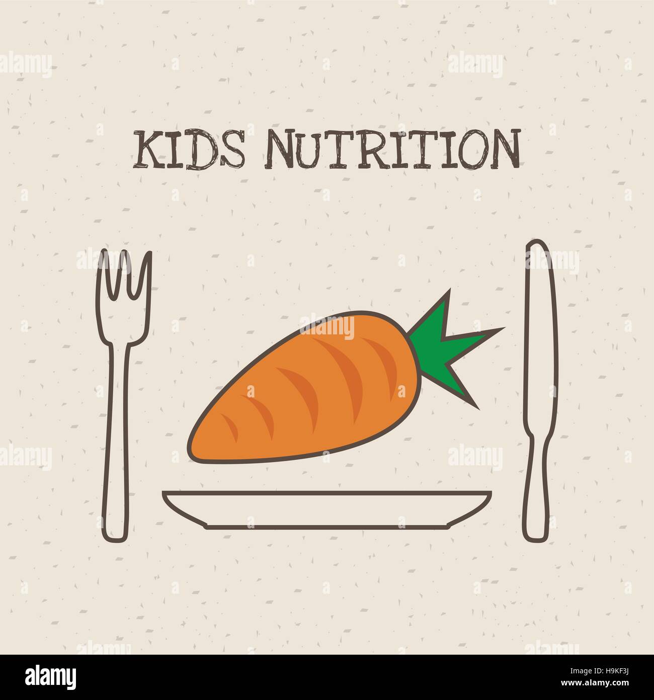 plate with carrot vegetable. kids nutrition concept. colorful design. vector illustration Stock Vector