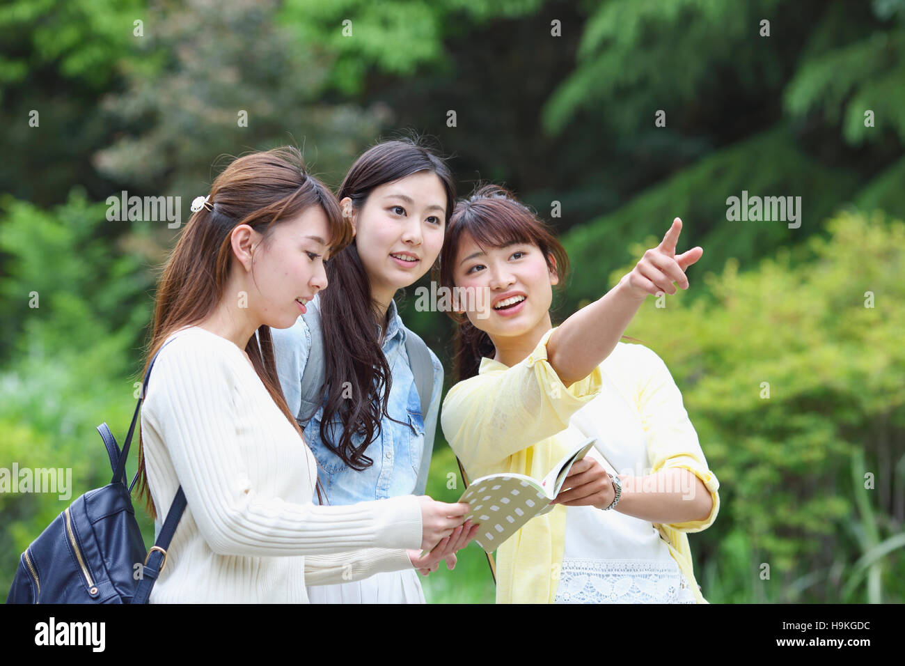 Young Japanese women on a girls trip Stock Photo