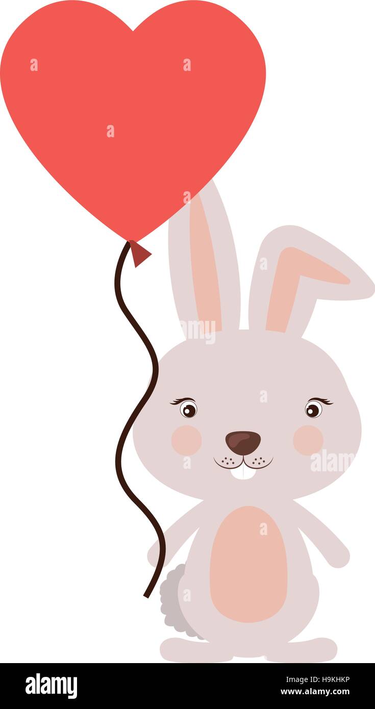 Rabbit cartoon in love icon. Animal cute adorable creature and friendly ...
