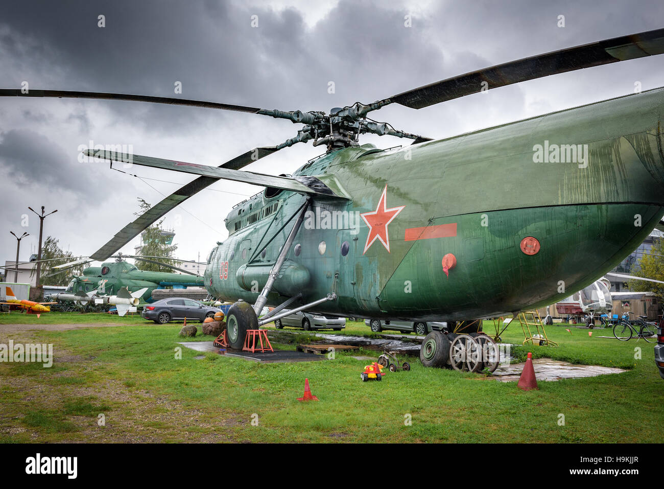 Mil Mi-6 (NATO reporting name Hook)  a Soviet heavy transport helicopter  in Riga aviation museum, Latvia Stock Photo