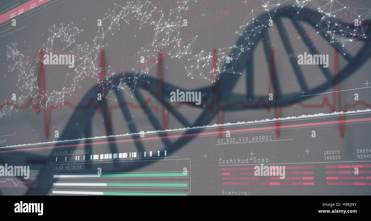 3D genes diagram on darkred background Stock Photo