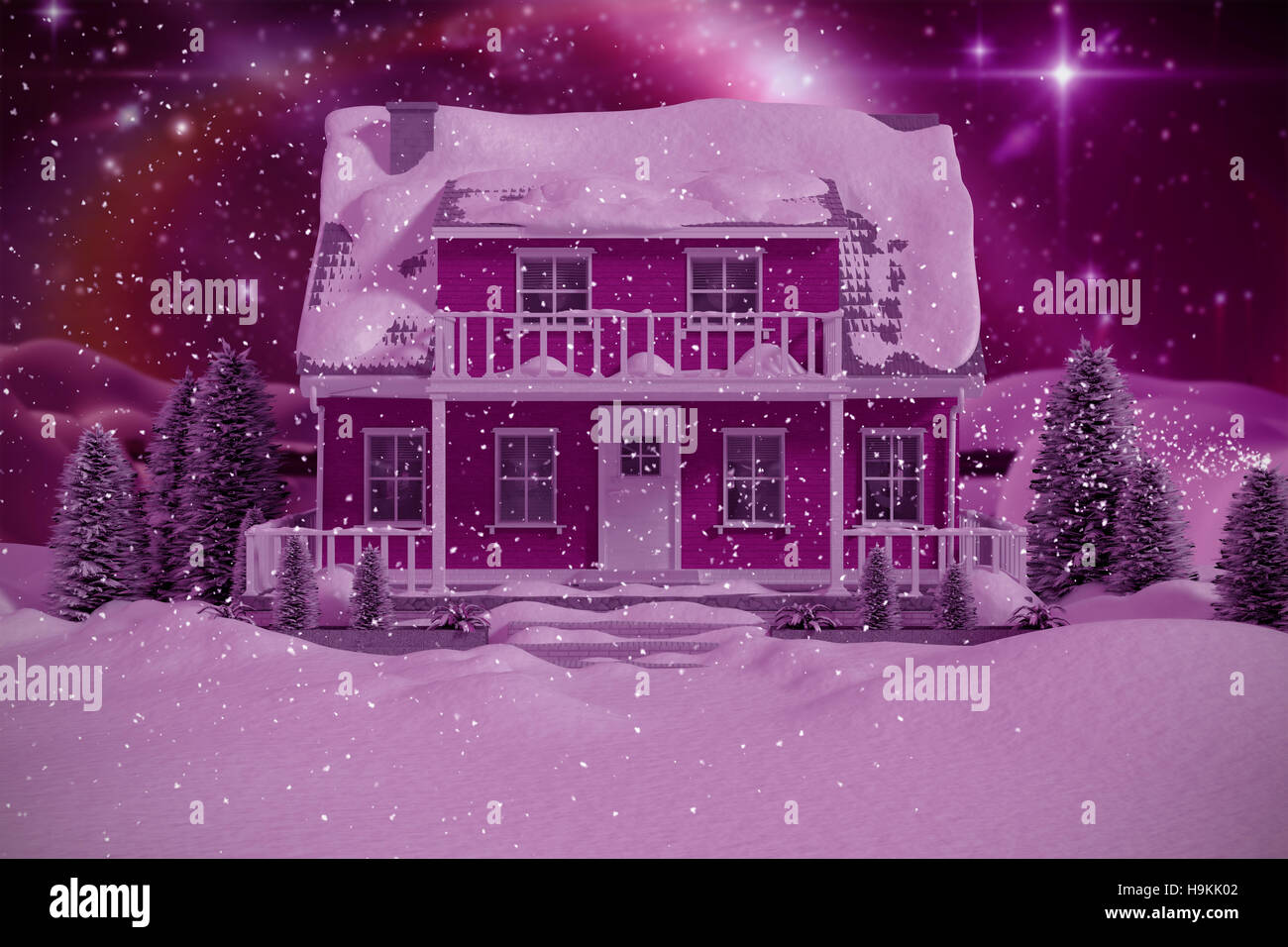 3D Composite image of red house with trees Stock Photo Alamy