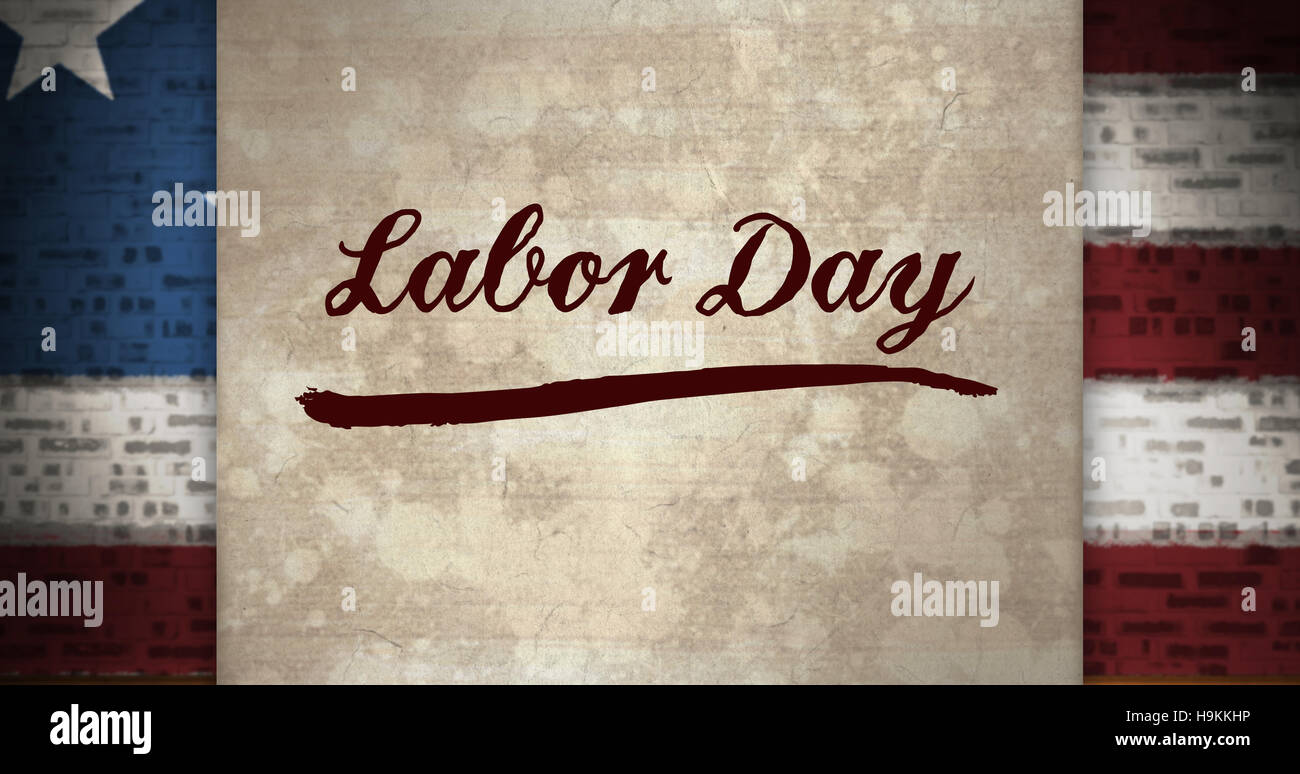 Composite image of poster of happy labor day text Stock Photo
