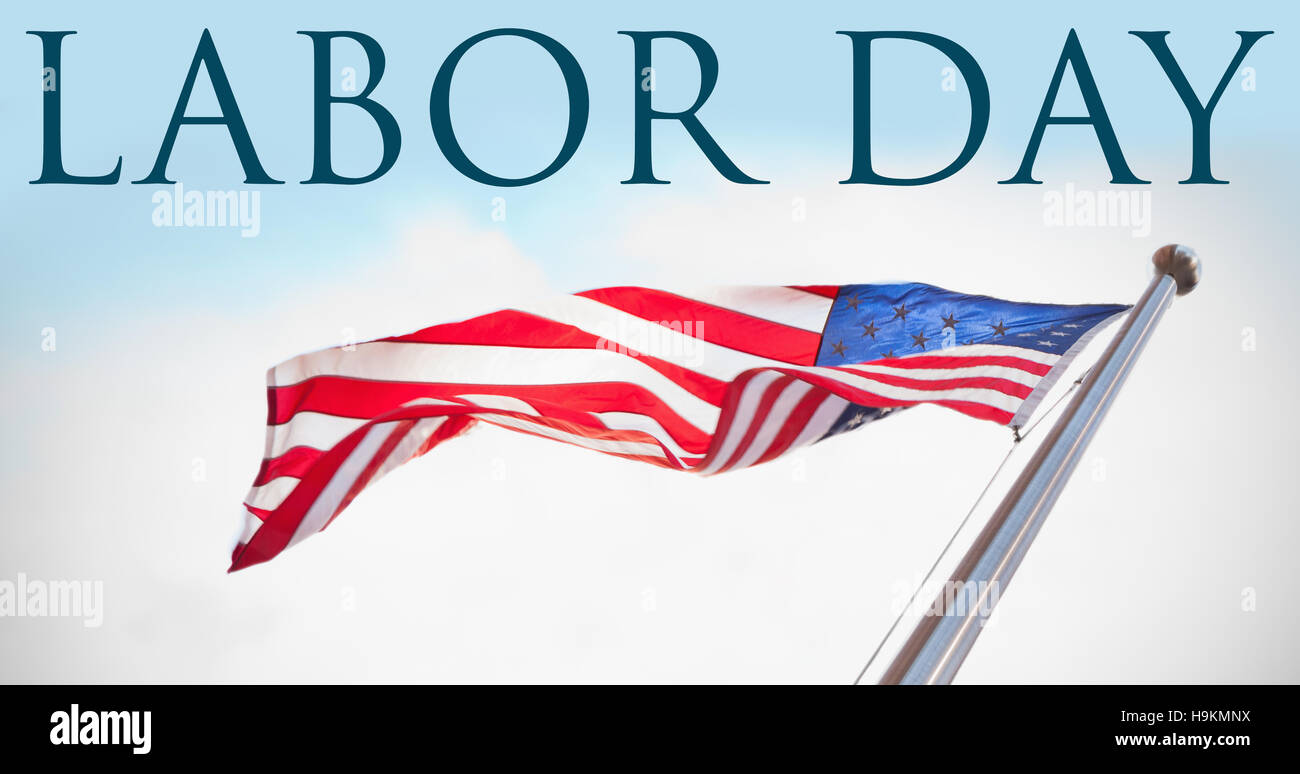 Composite image of panoramic shot of labor day text Stock Photo