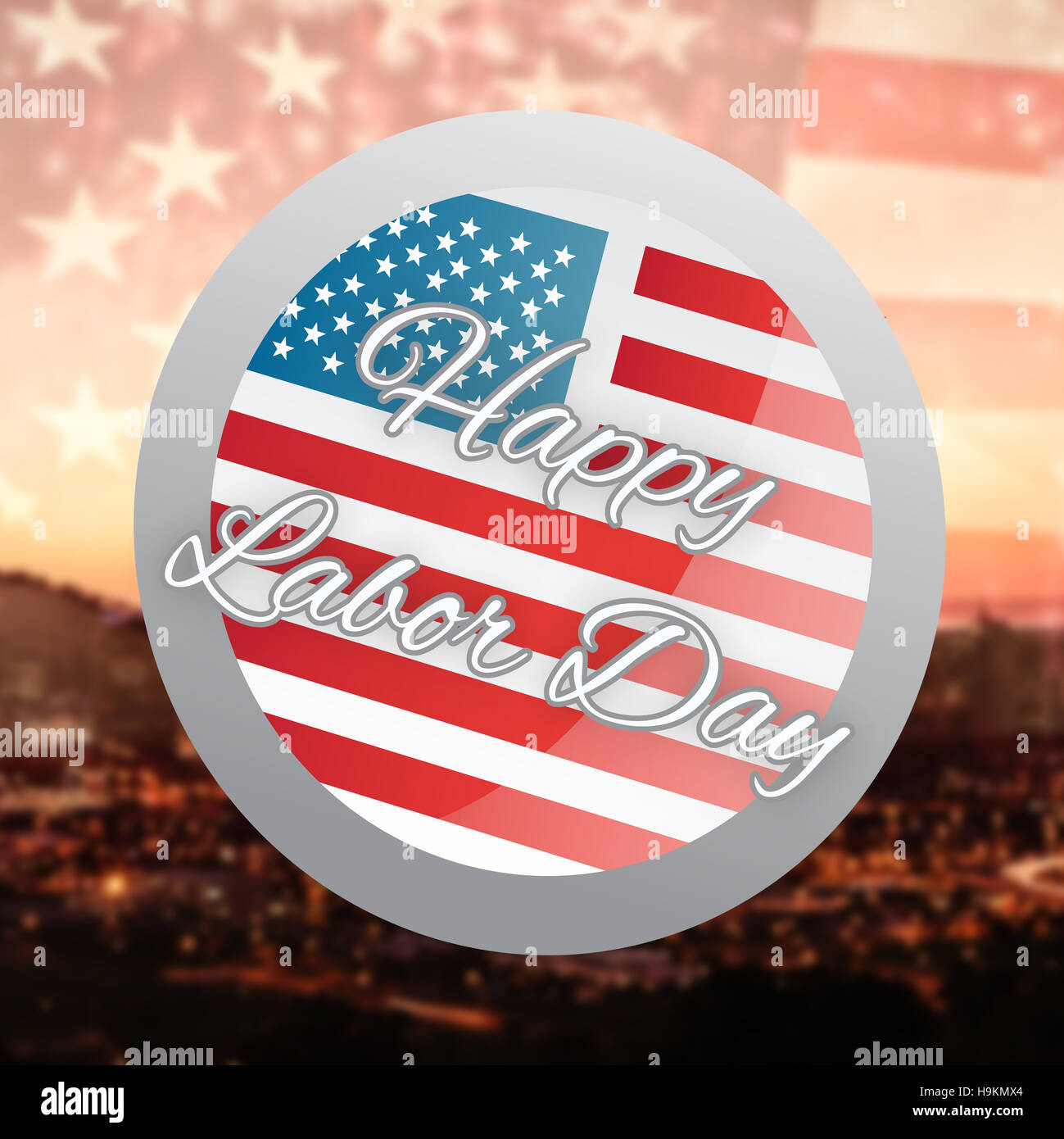 Composite image of happy labor day badge Stock Photo