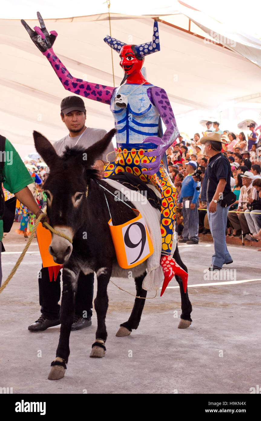 Dressed donkey contest during the Donkey Fair (Feria del burro) in Otumba, Mexico Stock Photo