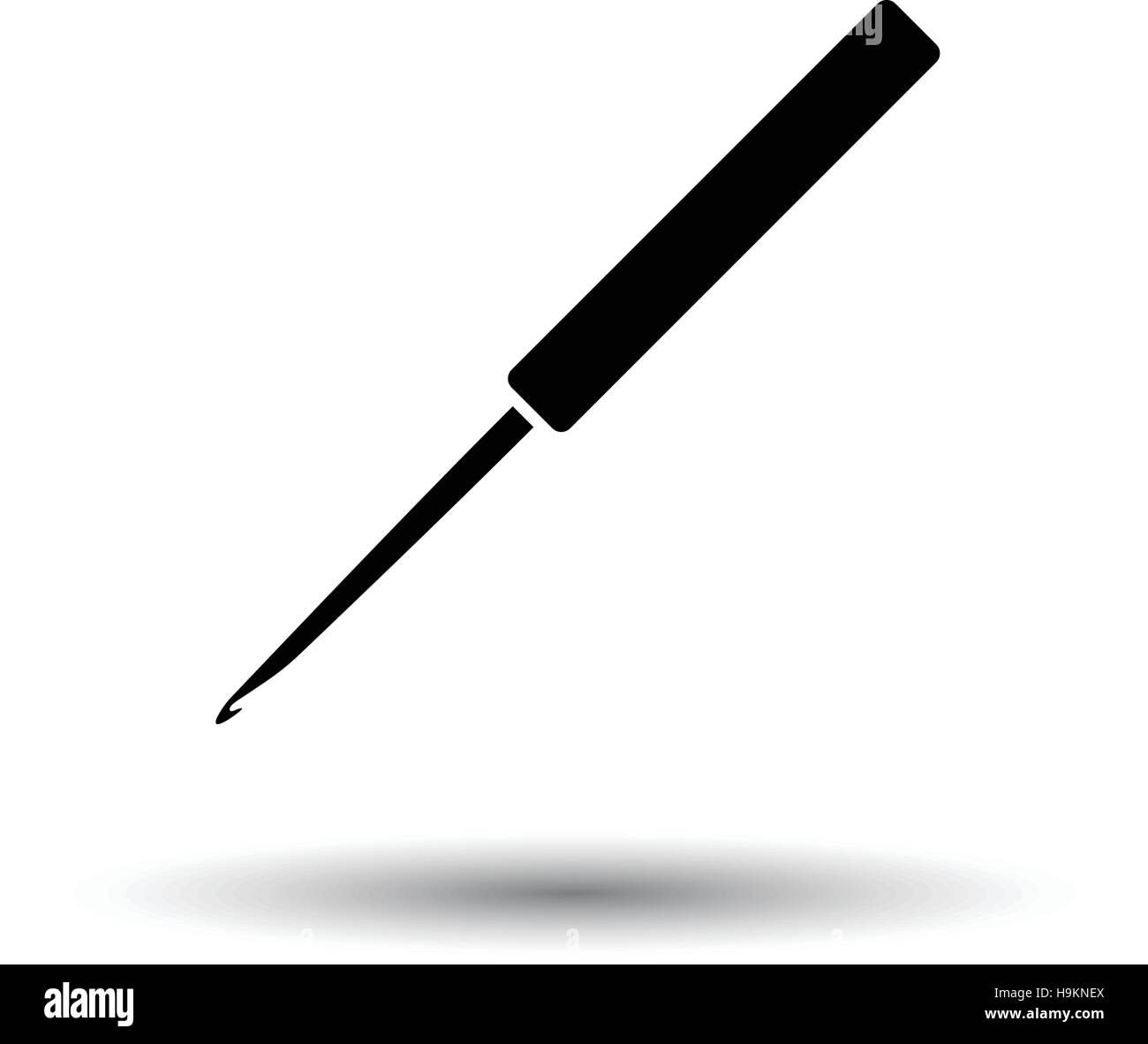 Crochet hook icon. White background with shadow design. Vector