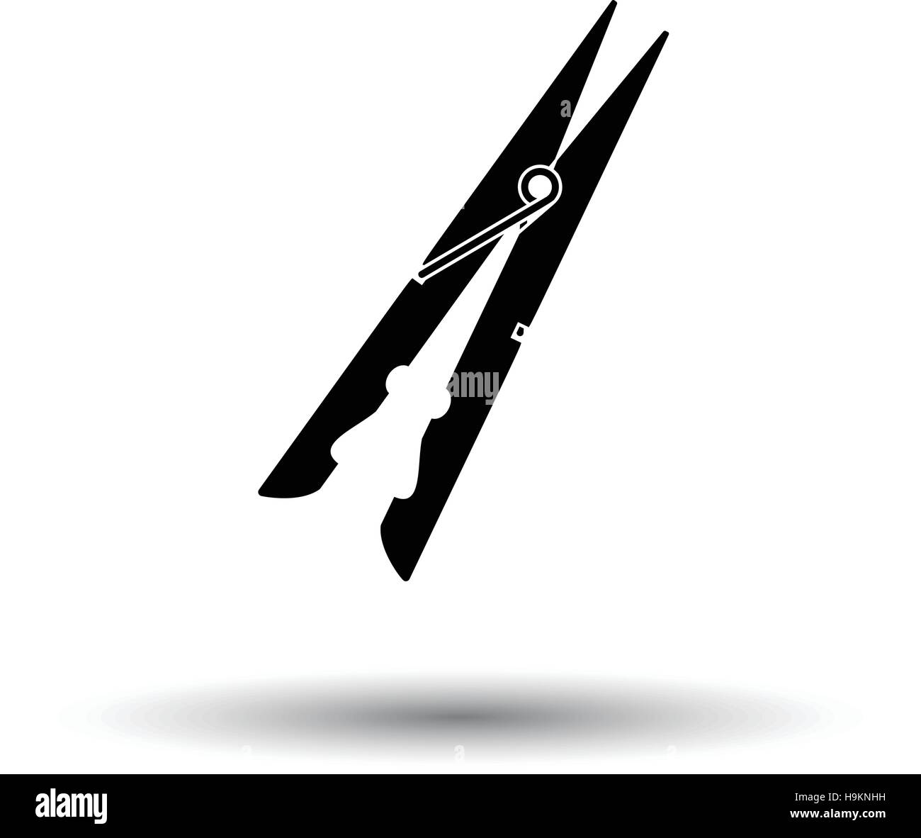 Cloth peg icon. White background with shadow design. Vector