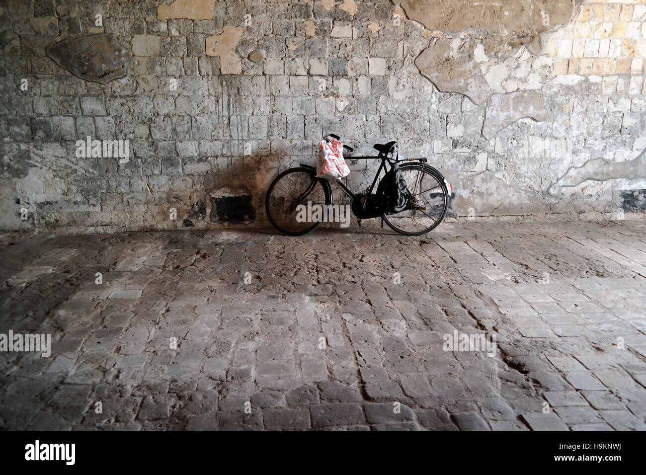 Bicycle inside Jaffna Fort, Northern Province, Sri Lanka Stock Photo