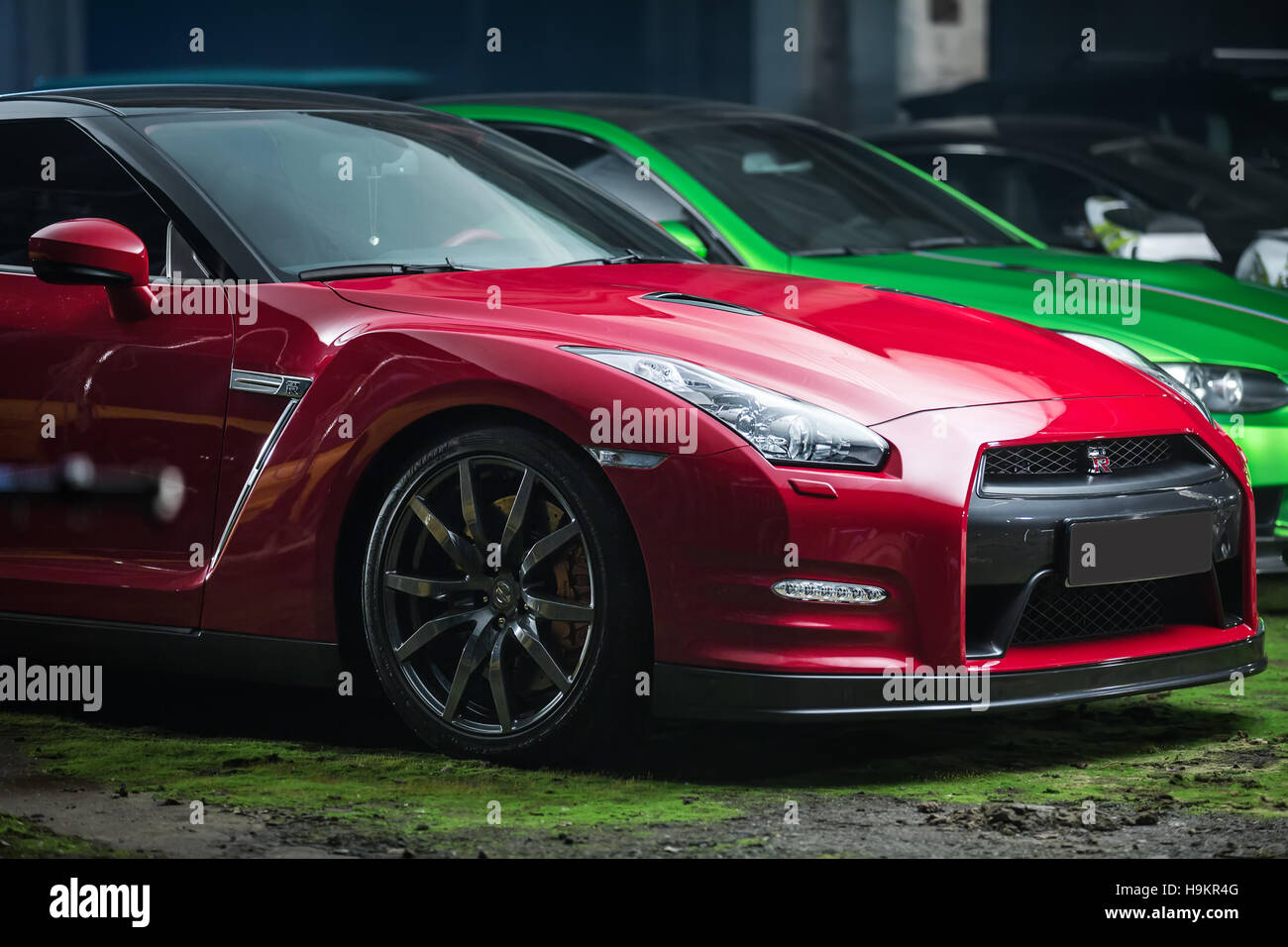 Red-black Nissan GT-R tuning Stock Photo