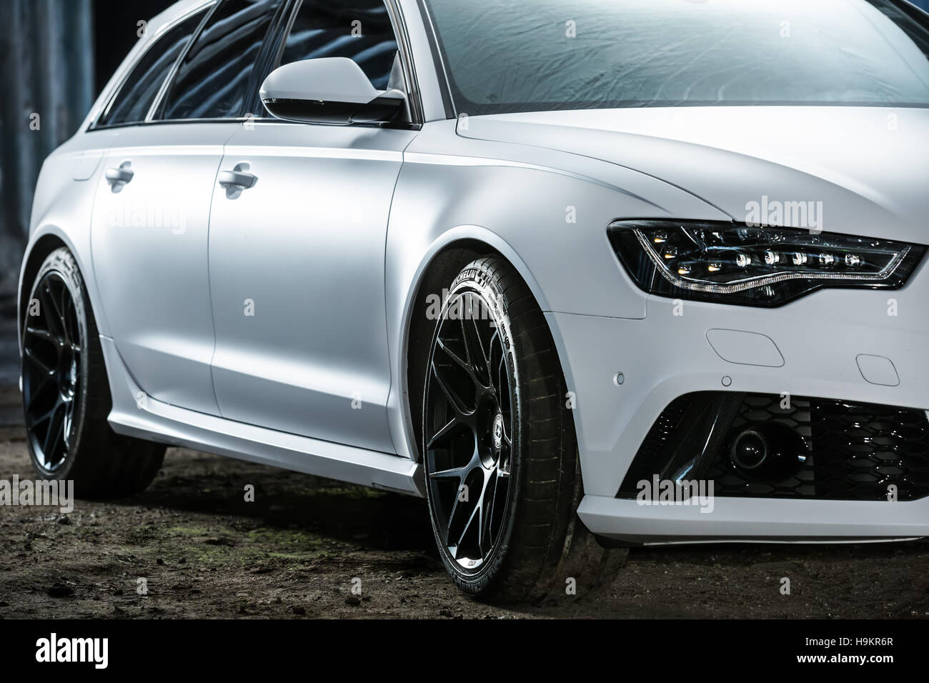 White Audi RS6 tuning Stock Photo - Alamy
