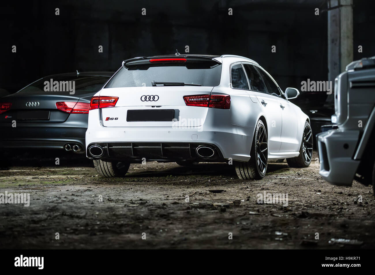 White Audi RS6 tuning Stock Photo - Alamy