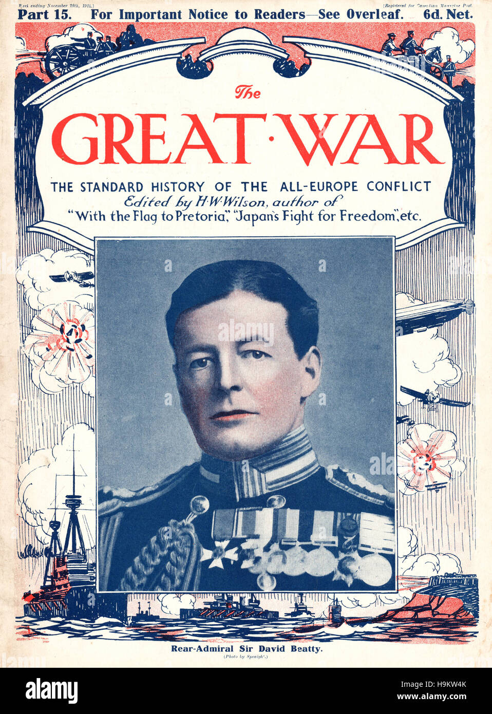 1914 The Great War front page Admiral Sir David Beatty Stock Photo