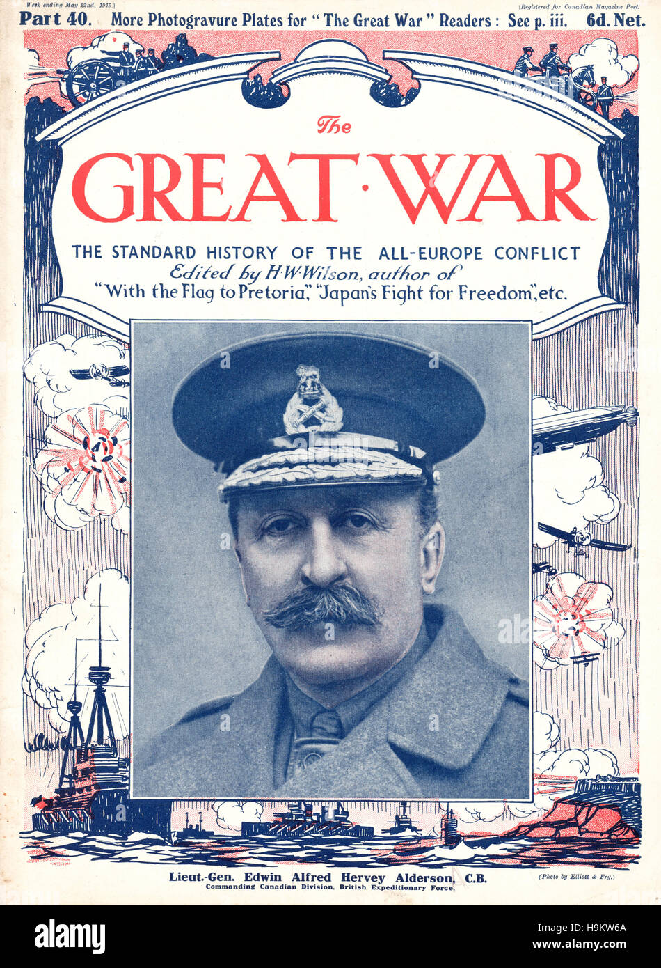1915 The Great War front page Lieutenant General Sir Edwin Alfred Hervey Alderson Stock Photo