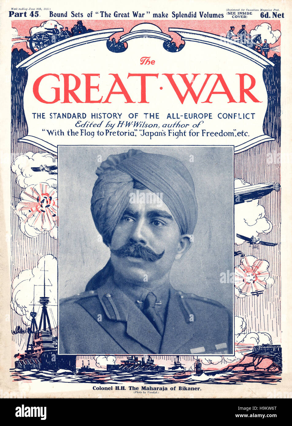 1915 The Great War front page Colonel The Maharaja of Bikaner Stock Photo