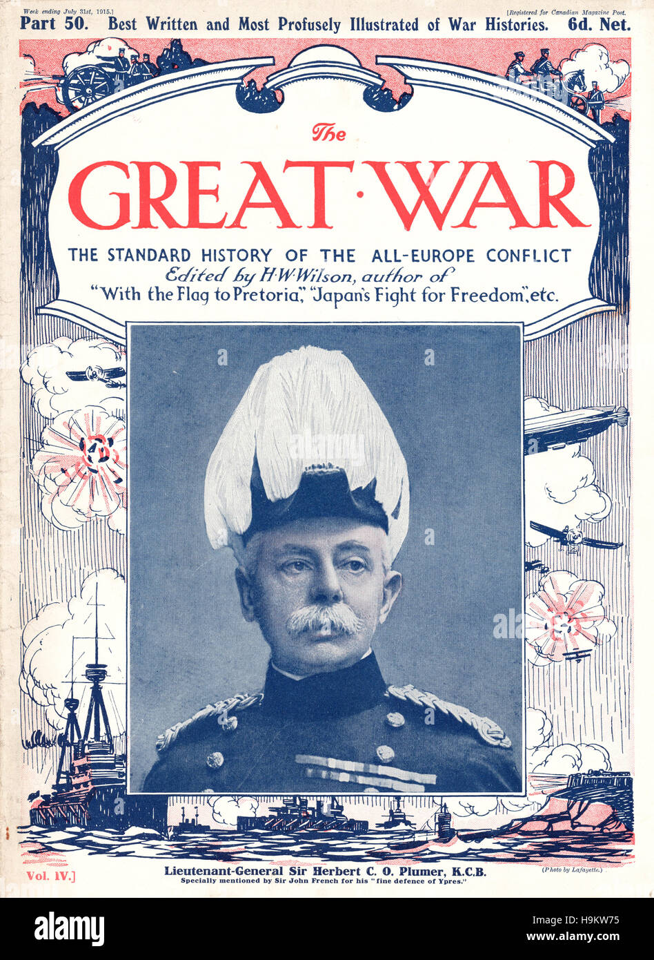 1915 The Great War front page Lt. General Sir Herbert Plumer Stock Photo