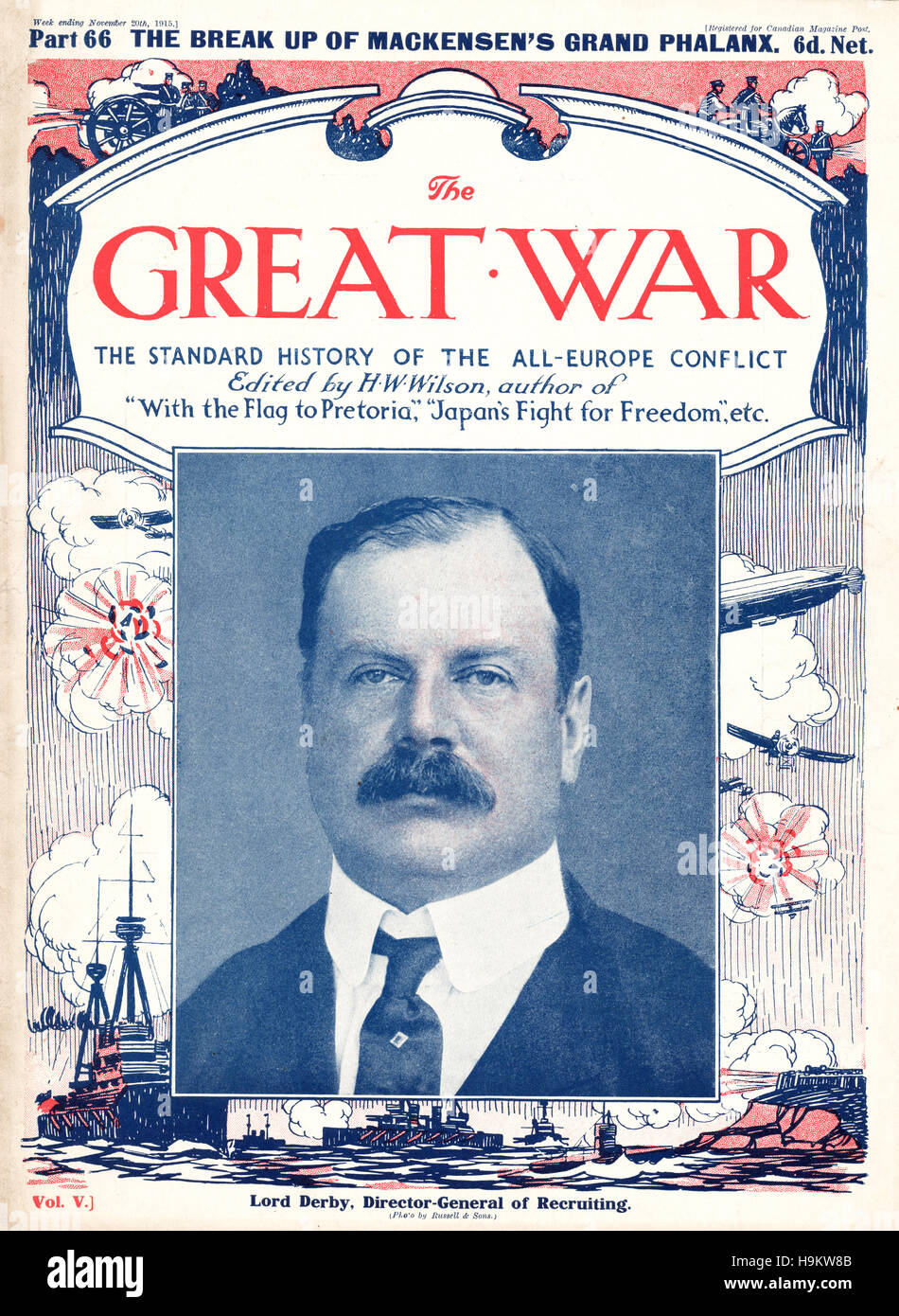 1915 The Great War front page Edward George Villiers Stanley, 17th Earl of Derby Stock Photo