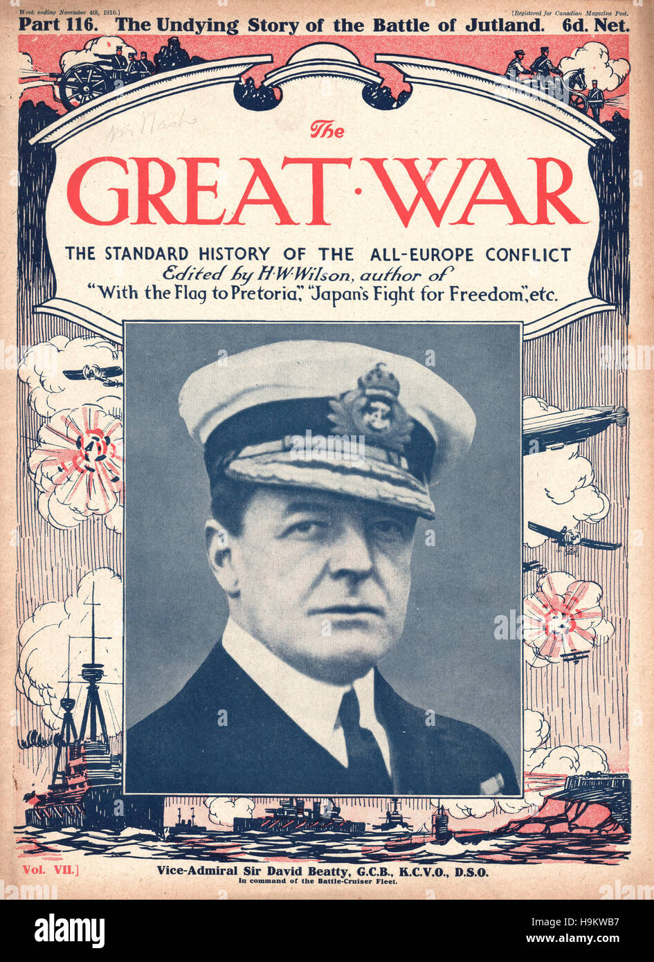 1916 The Great War front page  Vice Admiral Sir David Beatty Stock Photo