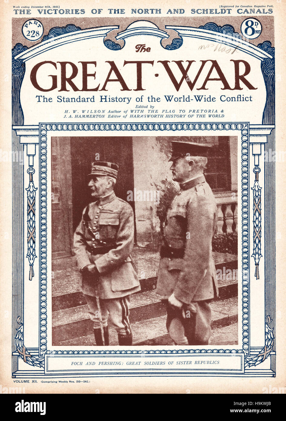 1918 The Great War front page Marshal Ferdinand Foch and General John Pershing Stock Photo