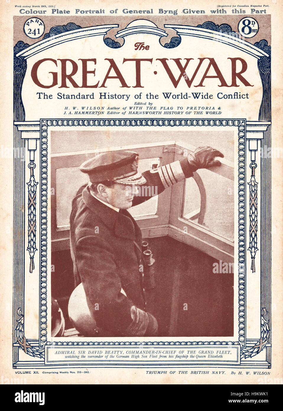1919 The Great War front page  Admiral Sir David Beatty Stock Photo