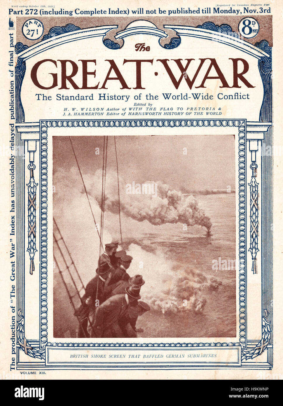1919 The Great War front page Smokescreen to battle U-boats Stock Photo