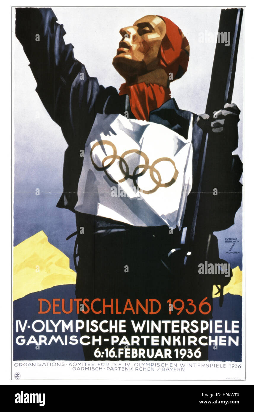 1936 Winter Olympics Poster  Garmisch Partenkirchen Stock Photo