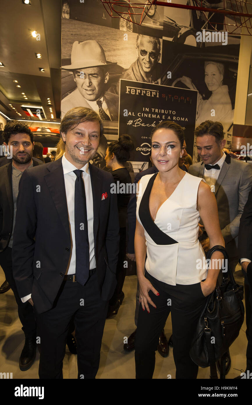 Luca Fuso and Claudia Gerini attending the reopening of the Ferrari Store on Via Tomacelli in Rome, Italy, after a total makeover.  Featuring: Luca Fuso, Claudia Gerini Where: Rome, Lazio, Italy When: 21 Oct 2016 Credit: IPA/WENN.com  **Only available for Stock Photo