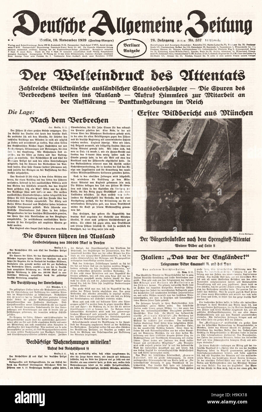 Johann elser assassination attempt on adolf hitler hires stock