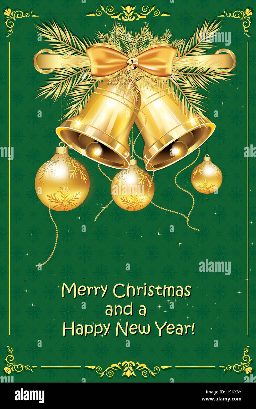 Elegant Holiday Season Greeting card. Merry Christmas and Happy New