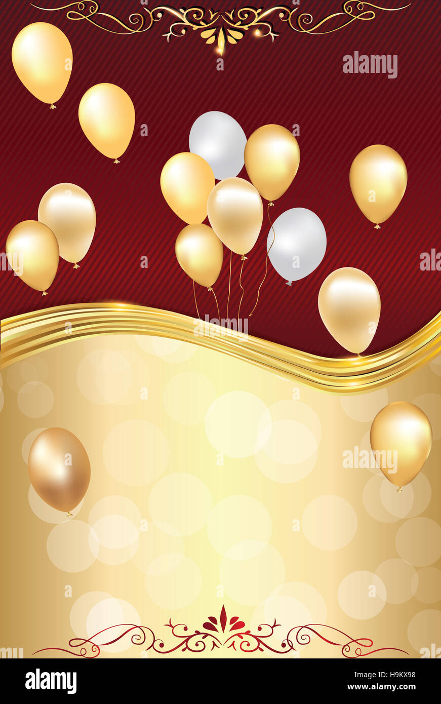 Celebration background with balloons for any occasion: winter holidays,  wedding invitations, birthday greeting card. Print color Stock Photo - Alamy, image size:871x1390