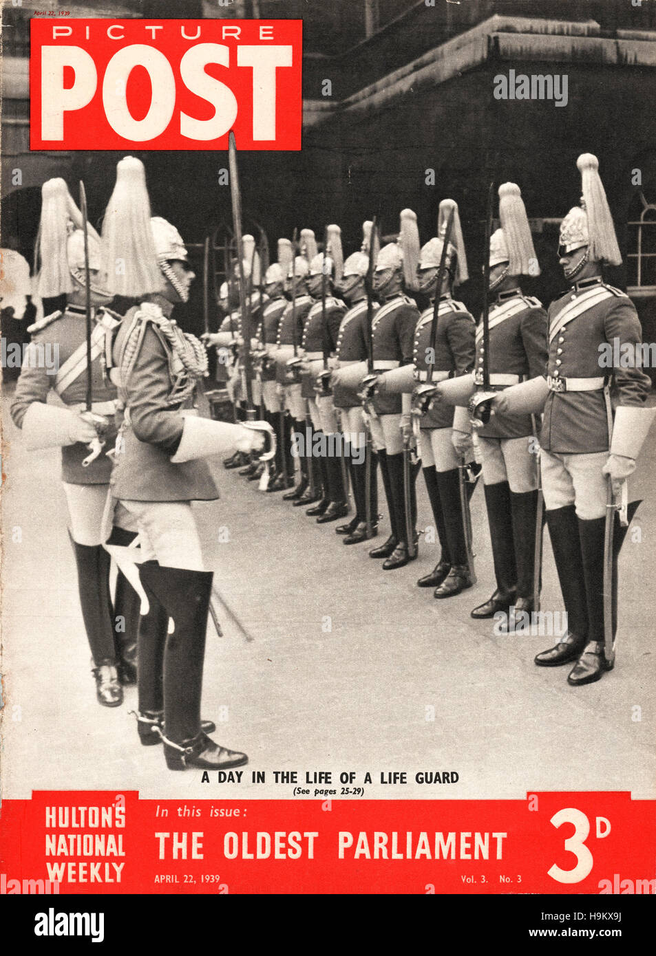 1939 Picture Post Household Cavalry at Horse Guards on parade Stock ...