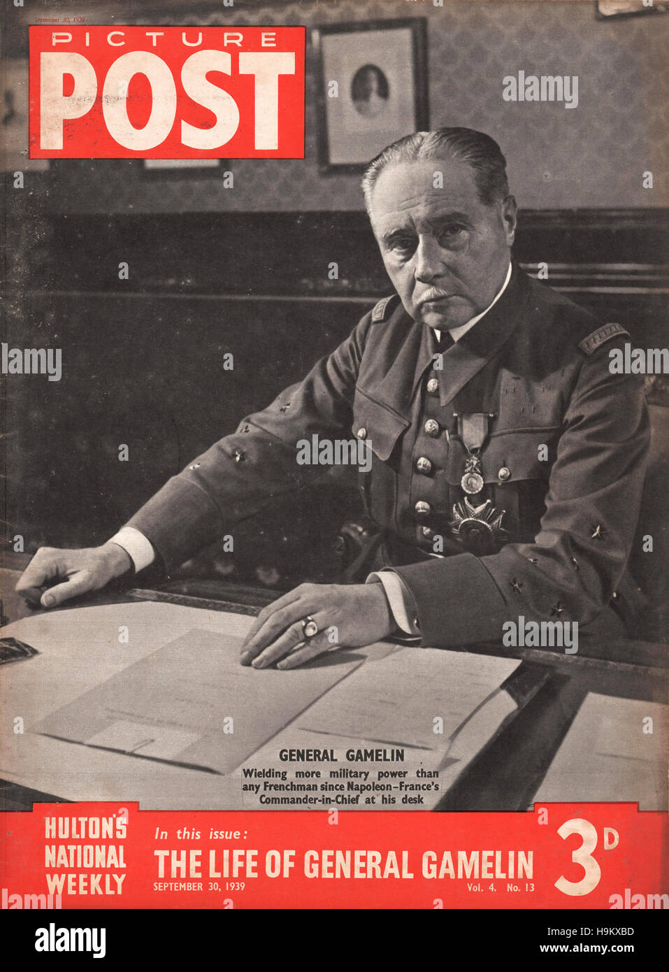1939 Picture Post General Maurice Gamelin, French Army commander Stock Photo