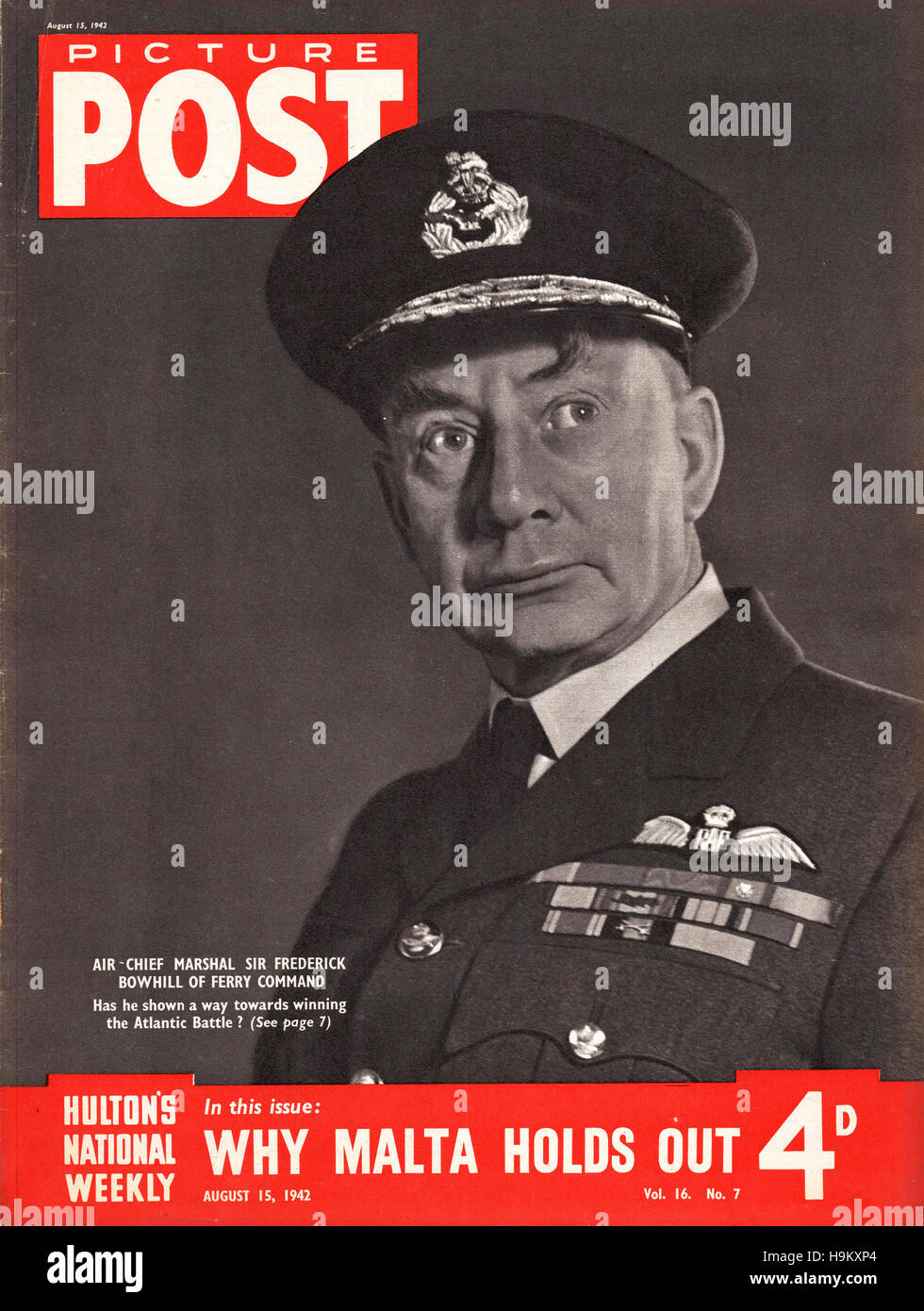 1942 Picture Post Air chief marshal Sir Frederick Bowhill Stock Photo