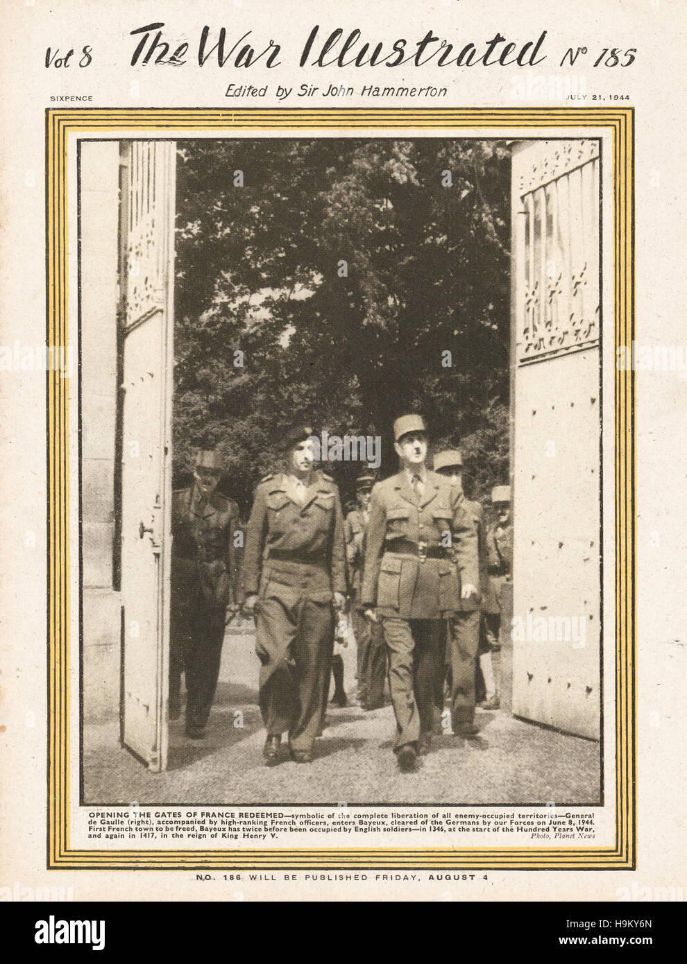 1944 War Illustrated General Charles De Gaulle Stock Photo