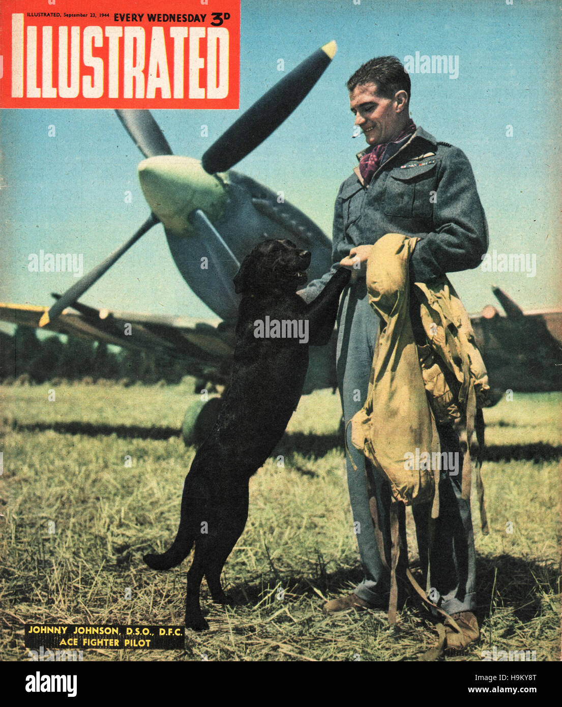 1944 Illustrated RAF pilot Johnny Johnson Stock Photo