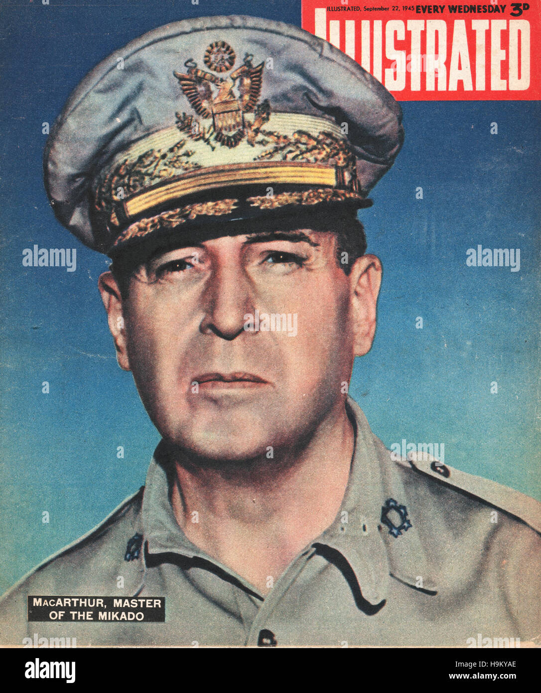 1945 Illustrated General Douglas MacArthur Stock Photo