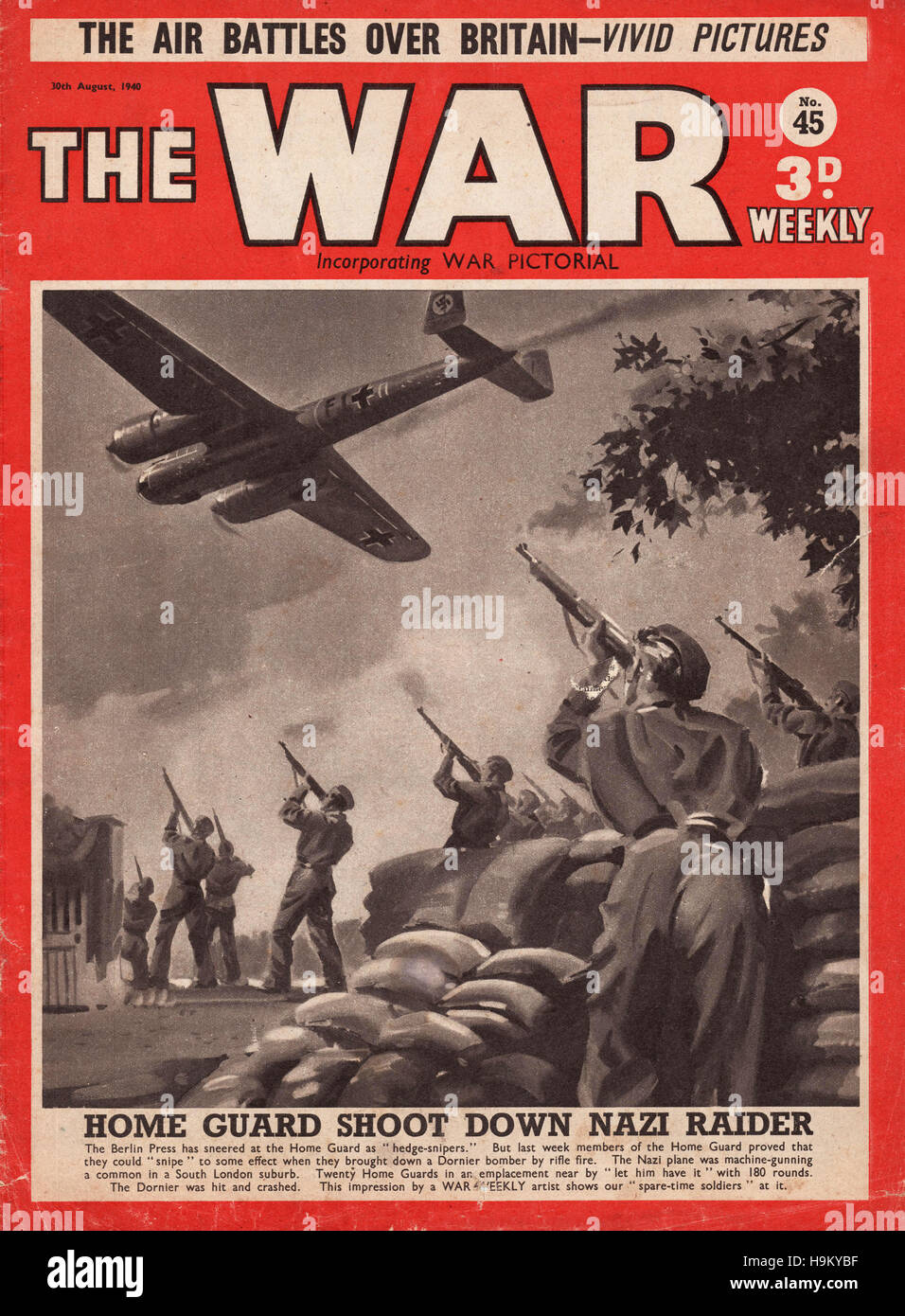 1940 The War magazine Home Guard shoot down a Dornier aircraft Stock Photo