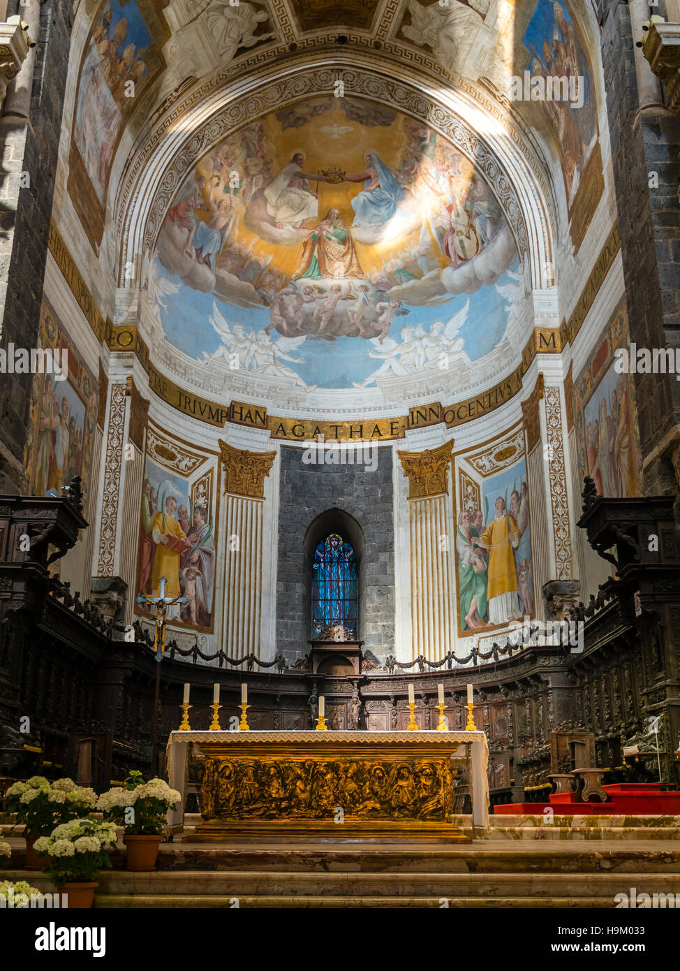 Interior of the Cathedral of St. Agata, Piazza del Doumo, Province of Catania, Province of Catania, Sicily, Italy Stock Photo