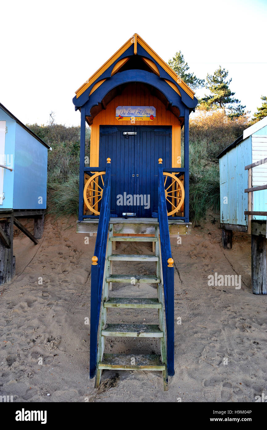 Beach hut at WellsNexttheSea, North Norfolk coast, England, United Kingdom, Europe Stock Beach hut at WellsNexttheSea, North Norfolk coast, England, United Kingdom, Europe Stock