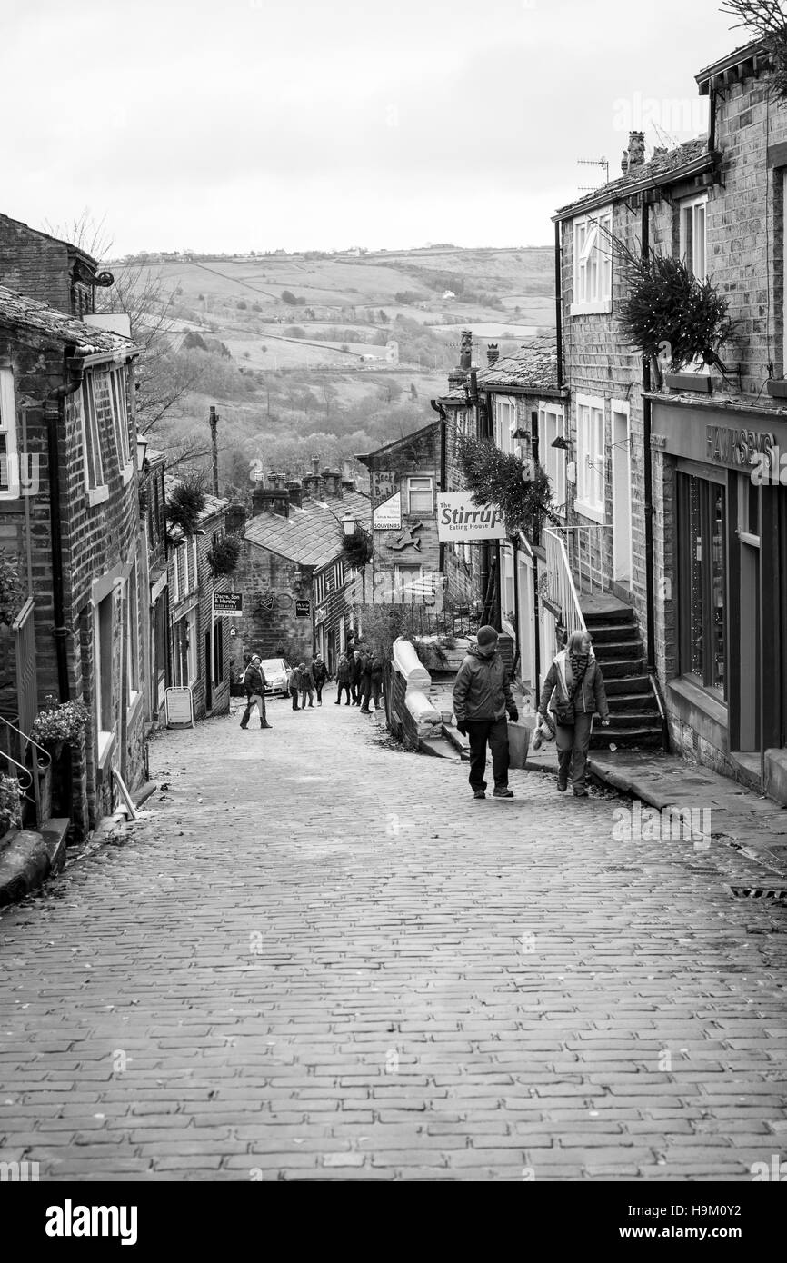 Main Street at Haworth Village, West Yorkshire, England Stock Photo Alamy