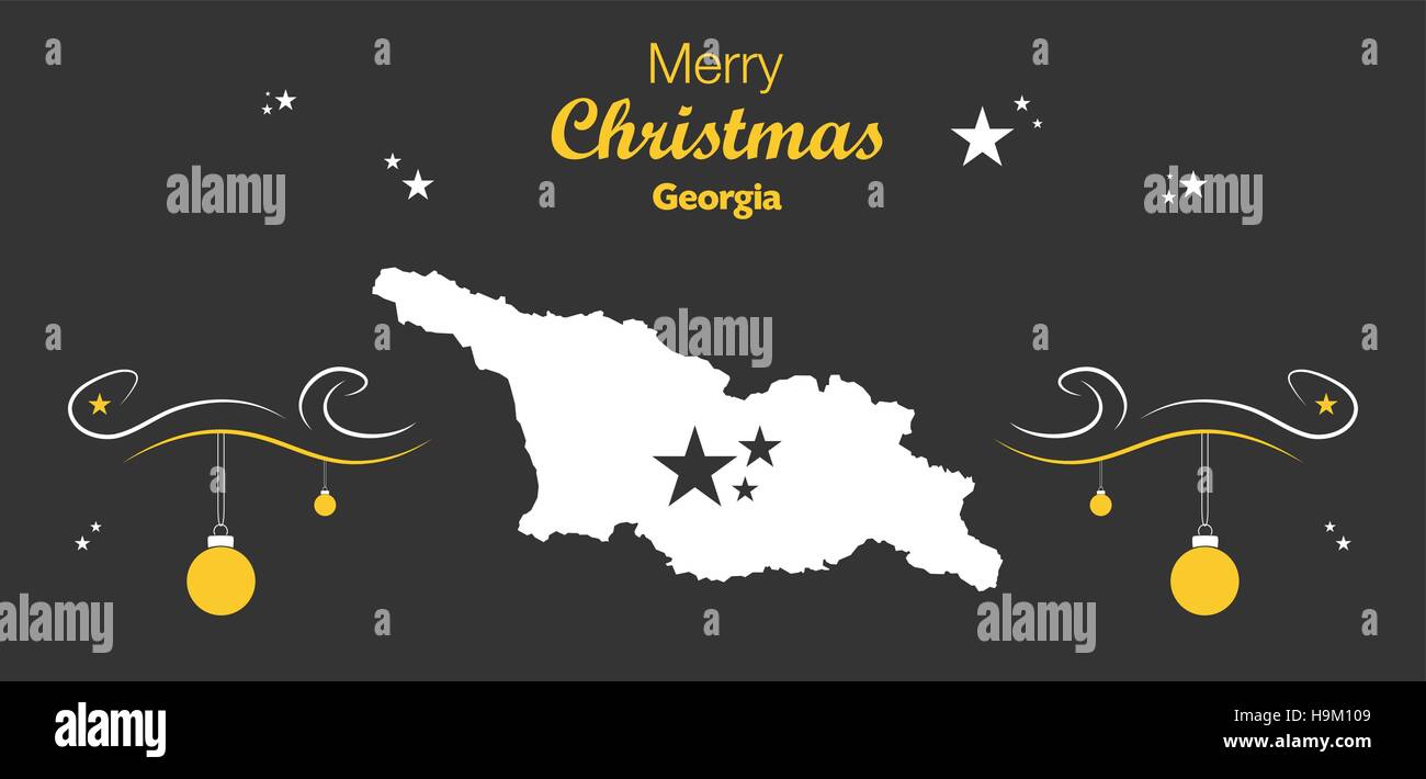 Merry Christmas illustration theme with map of Georgia Stock Vector